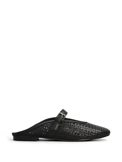 Bibi Lou Maia Perforated Buckle-strap Mules In Black