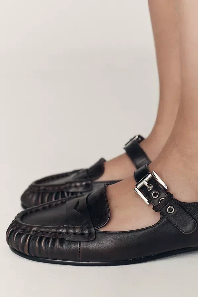 Bibi Lou Mary Jane Loafers In Brown