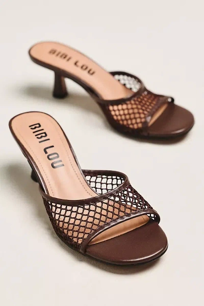 Bibi Lou Mesh Open-toe Mule Heels In Brown