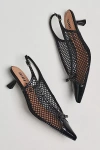 Bibi Lou Mesh Slingback Bow Kitten Heels In Black