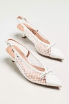 Bibi Lou Mesh Slingback Bow Kitten Heels In White