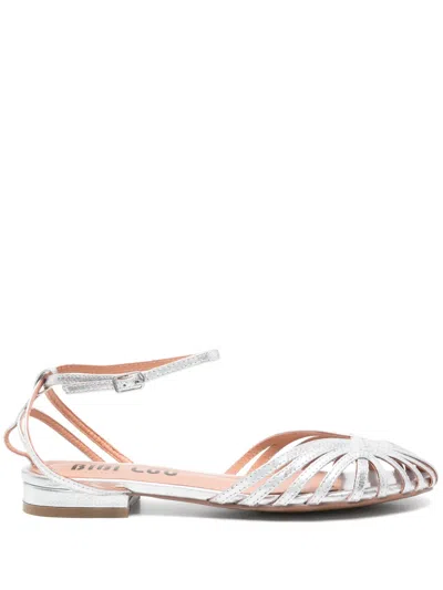 Bibi Lou Metallic Flat Pumps In Silver