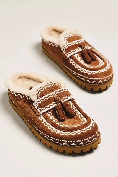 Bibi Lou Moc Contrast Tassel Flats In Brown