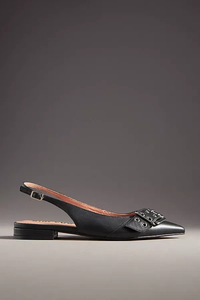 Bibi Lou Moto Slingback Flats In Black