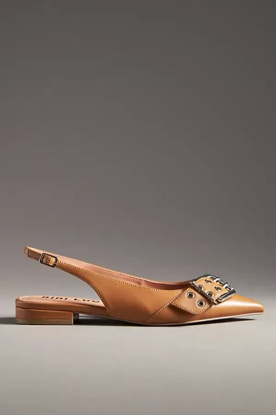 Bibi Lou Moto Slingback Flats In Brown