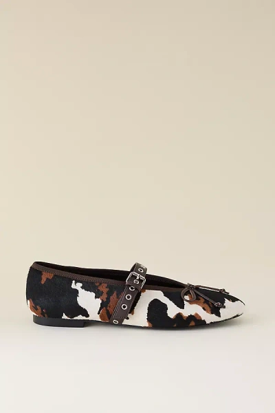 Bibi Lou Nashira Cow Print Ballet Flats In Brown