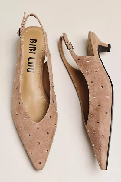 Bibi Lou Nomi Slingback Kitten Heels In Neutral