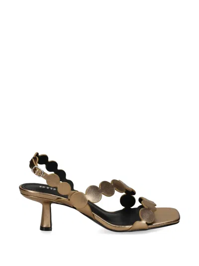 Bibi Lou Onami Scalloped-strap Leather Sandals In Gold