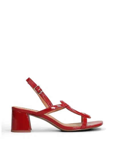 Bibi Lou Patent-finish Cut-out Sandals In Red
