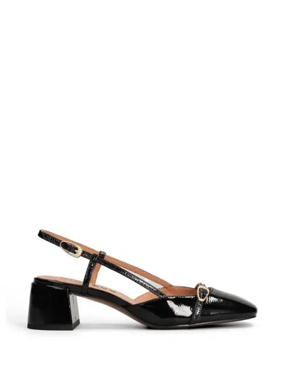 Bibi Lou Patty Patent-finish Slingback Pumps In Black