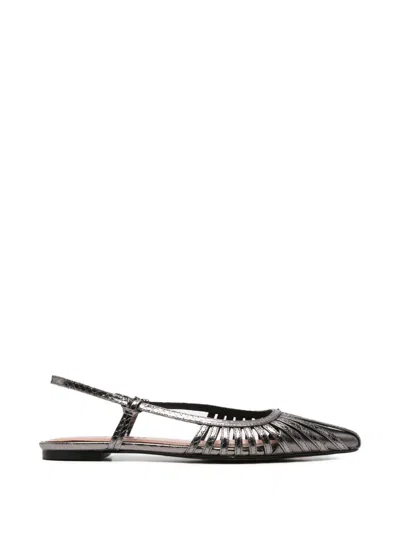 Bibi Lou Plomo Woven Slingback Flat Pumps In Silver