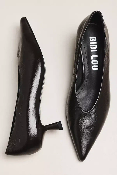 Bibi Lou Pointed-toe Kitten Heels In Black