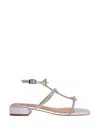 Bibi Lou Poline Crystal-embellished Bow Sandals In Silver