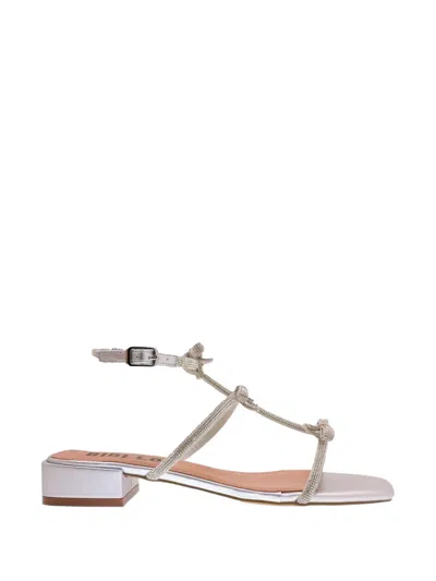 Bibi Lou Poline Crystal-embellished Bow Sandals In Silver