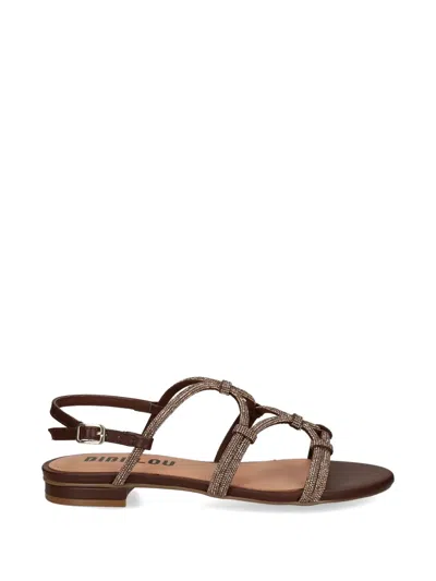 Bibi Lou Quail Crystal-embellished Flat Sandals In Brown