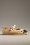 Bibi Lou Raffia Mary Jane Flats In Beige