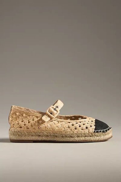 Bibi Lou Raffia Mary Jane Flats In Beige