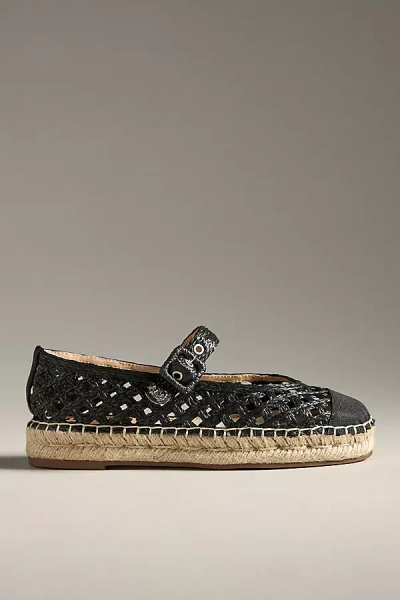 Bibi Lou Raffia Mary Jane Flats In Black