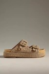 Bibi Lou Raffia Platform Slide Sandals In Beige