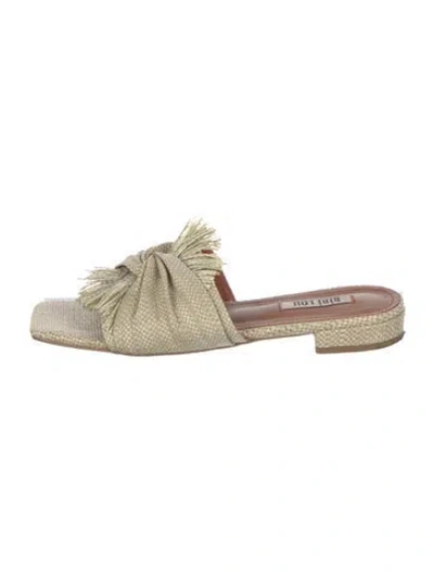 Pre-owned Bibi Lou Raffia Slides In Neutral