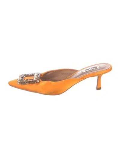 Pre-owned Bibi Lou Satin Mules In Orange