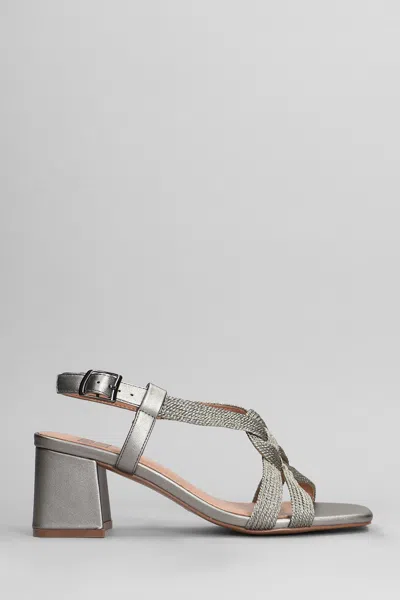 Bibi Lou Setsuko Sandals In Gunmetal Leather