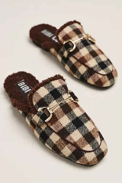 Bibi Lou Shearling Horsebit Mules In Brown