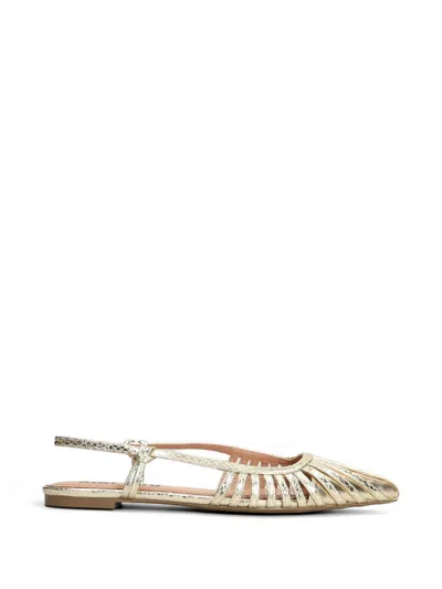 Bibi Lou Snakeskin-effect Cage-detail Ballet Flats In Gold