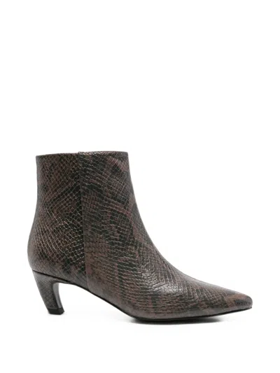 Bibi Lou Snakeskin-effect Leather Ankle Boots In Brown