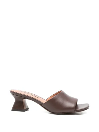 Bibi Lou Square-toe Leather Sandals In Brown