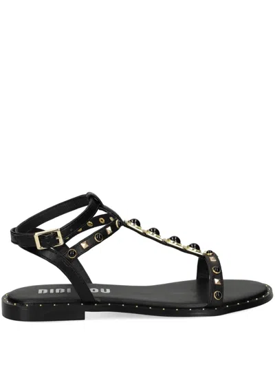 Bibi Lou Stud-embellished Flat Sandals In Black