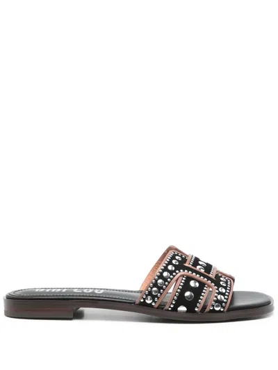 Bibi Lou Stud-embellished Flat Sandals In Black