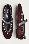 Bibi Lou Studded Mary Jane Ballet Flats In Brown