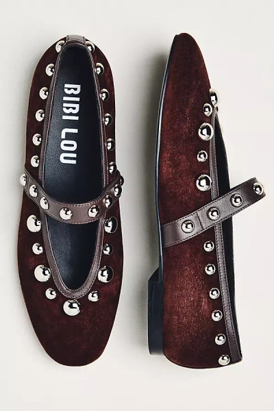 Bibi Lou Studded Mary Jane Ballet Flats In Brown