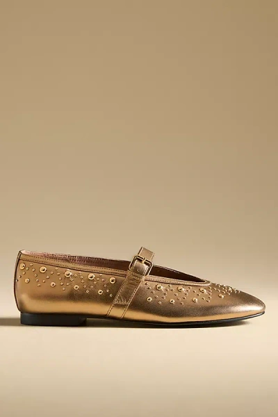 Bibi Lou Studded Mary Jane Flats In Brown