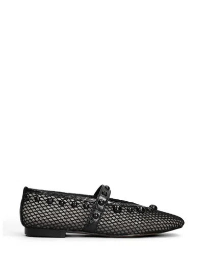 Bibi Lou Stud-embellished Mesh Ballet Flats In Black