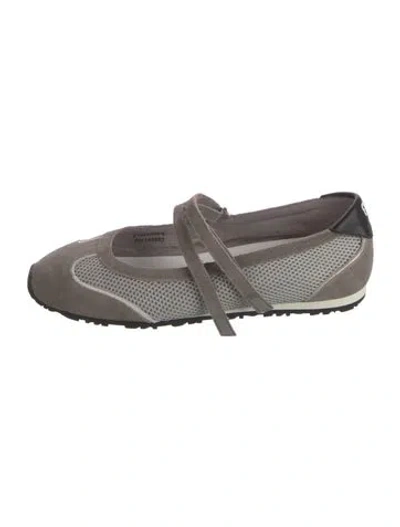 Pre-owned Bibi Lou Suede Leather Trim Embellishment Sneakers In Grey