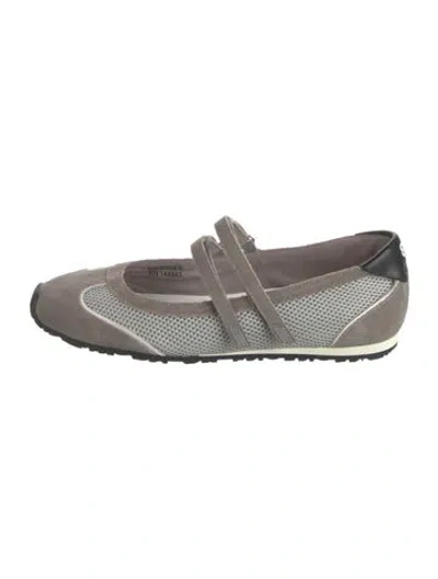 Pre-owned Bibi Lou Suede Leather Trim Embellishment Sneakers In Grey
