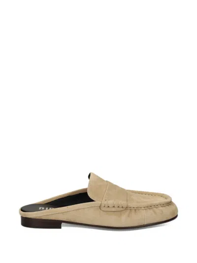 Bibi Lou Suede Penny-slot Mules In Neutrals