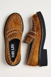Bibi Lou Suede Studded Grommet Loafers In Brown