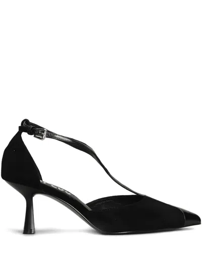 Bibi Lou T-bar Suede Pumps In Black
