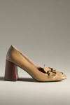 Bibi Lou Valencia Wood Stacked Heels In Beige