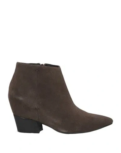 Bibi Lou Woman Ankle Boots Charcoal Size 11 Leather In Gray