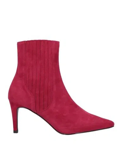 Bibi Lou Woman Ankle Boots Fuchsia Size 8 Leather In Pink