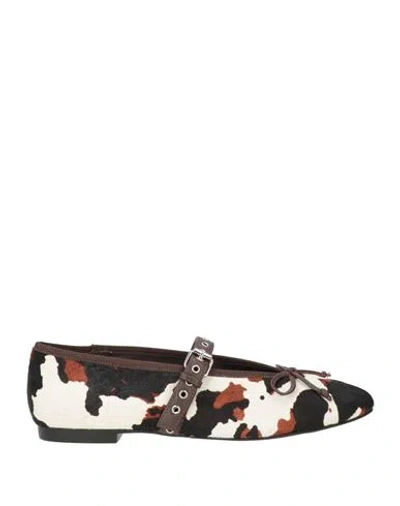 Bibi Lou Woman Ballet Flats Black Size 7 Leather In Multi