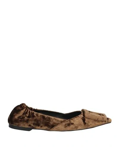 Bibi Lou Woman Ballet Flats Brown Size 7 Textile Fibers In Brown