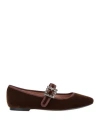 Bibi Lou Woman Ballet Flats Brown Size 8 Textile Fibers