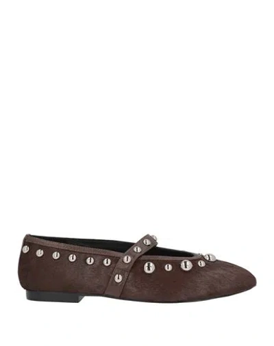 Bibi Lou Woman Ballet Flats Dark Brown Size 8 Leather