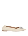 Bibi Lou Woman Ballet Flats Ivory Size 8 Leather In White