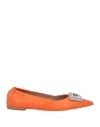 Bibi Lou Woman Ballet Flats Orange Size 8 Leather In Orange